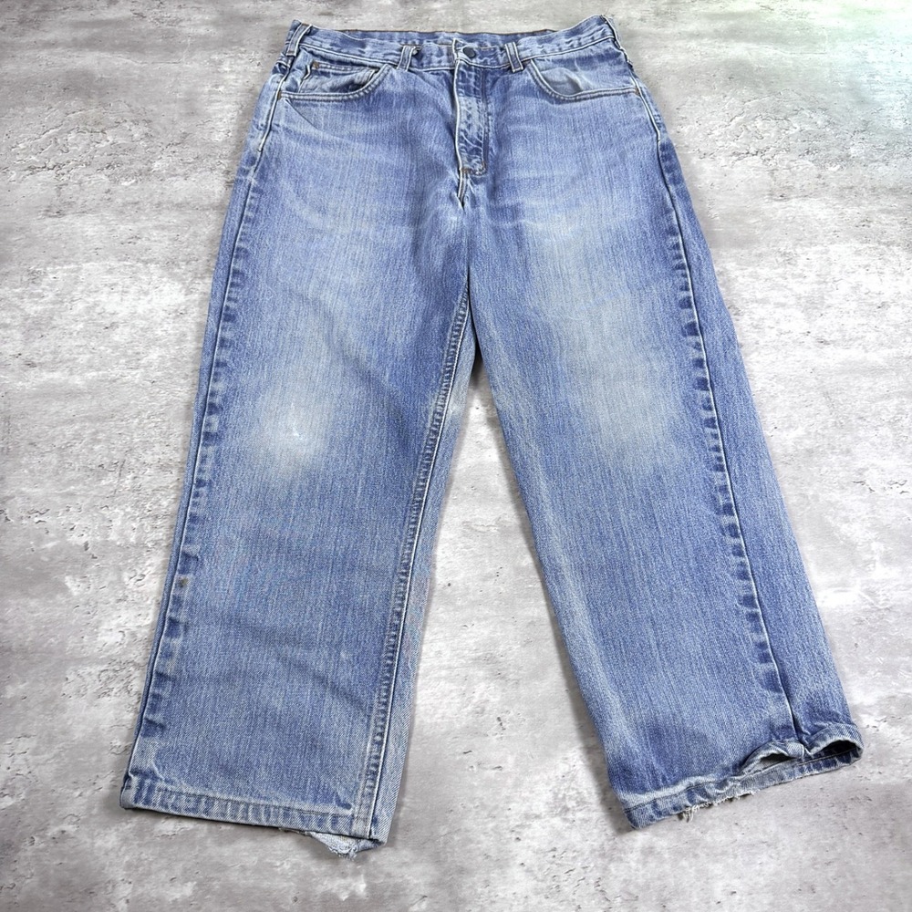 Carhartt FR Flame Resistant Work Dungaree Jeans 32x26 Blue Y2K Gorpcore